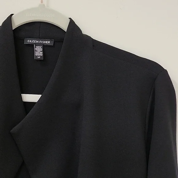 Eileen Fisher preppy Black Drape Open Blazer Office Siren size Small - Picture 8 of 17